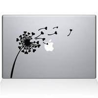 The Decal Guru 2045-MAC-13P-BLA Dandelion Hearts Decal Vinyl Sticker, Black, 13" MacBook Pro (2015 & Older)
