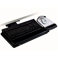 3M Keyboard Tray with Adjustable Keyboard and Mouse Platforms, Turn Knob to Adjust Height and Tilt, Swivels and Stores Under Desk, Gel Wrist Rest and Precise Mouse Pad, 17.75" Track, Black (AKT80LE)