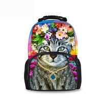 CHAQLIN Beauty Flower Printed Backpacks 3D Animal Head School Bag