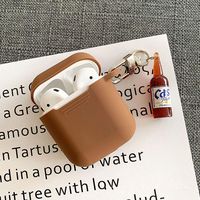 UR Sunshine AirPods Case, Creative Candy Color Soft TPU Silicone Case Cover Protective Skin for AirPods with Drink Beer Bottle Decoration Pendant Keychain-Brown