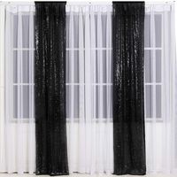 Eternal Beauty Glitter Sequin Backdrop Curtains for Wedding Party Decor, Sequence Christmas Backdrop Curtain (2 Pack, W2 x H8FT,Black)