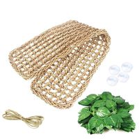 1Pcs Bearded Dragon Hammock,Reptile Lizard Lounger Hammock Natural Seagrass Fibers Small Animals Hammock Sleep Bed for Reptiles and 2 Pcs Plastic Terrarium Plant Leaves