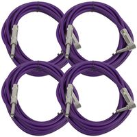 Seismic Audio SAGC10R-Purple-4Pack 10-Feet, 4 Pack TS 1/4-Inch to 1/4-Inch Right Angle TS Guitar Cables, Purple
