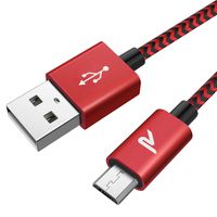 RAMPOW Braided Micro USB Cable, Samsung Fast Charger Cord [6.5ft, Red] Compatible Android Charging Cable with Galaxy S7/S6, Sony, Motorola and More