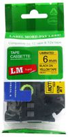 LM Tapes - Brother PT-P300 Cube Label Printer 6mm Black on Yellow Compatible TZe P-touch Tape (1/4" 0.23 Laminated) for Brother P-touch Cube Brother Model P300 Label Maker