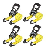 4pcs 15 FT x 1-1/2 in Heavy Duty Ratchet Cargo Tie Down Straps 3000 lbs Dual J-Hooks for Trailers Moving Appliances, Lawn Equipment and Motorcycles