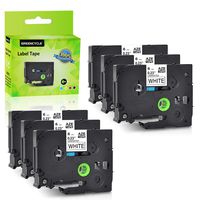 GREENCYCLE 6-Pack Compatible for Brother 1/4" 0.23'' x 26.2ft Black on White TZe-211 TZe211 TZ-211 TZ211 Standard Laminated Label Tape for P Touch PT-D210 PTD400AD PT1230 PTH110 P-Touch Cube Labeler