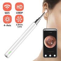 Wireless Otoscope Ear Camera FHD 1080P WiFi Ear Scope, 3.9mm Ear Otoscope with 6LED Lights, 4-Axis Gyroscope, Ear Wax Removal Tools, Temperature Control, Compatible with iPhone, iPad & Android Phones