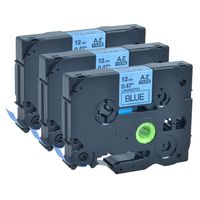 GREENCYCLE Compatible for Brother 1/2 inch (12mm) x 8m TZ531 TZe531 TZ-531 TZe-531 Standard Laminated Labeling Tape for GL-100 PT-1400 PT-1600 PT-2300 PT-9600 PT-E500 PT-P750W (Black on Blue, 3 Pack)