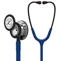 3M Littmann Classic III Monitoring Stethoscope, Mirror - Finish Chestpiece, Navy Blue Tube, Smoke Stem and Headset, 27 inch, 5863