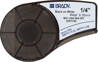 Brady M21-250-595-WT Cartridge, B595 Vinyl Indoor/Outdoor Material, 0.25" W x 21' L, Black on White