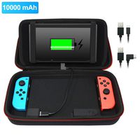 Stand Charging Case Bag Compatible with Nintendo Switch with Built-in 10000mAh Recharge Battery and 8 Game Card Holders - Black