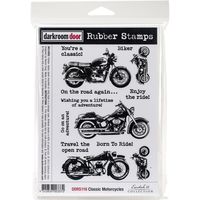 Darkroom Door Cling Stamps 7x5-Classic Motorcycle