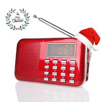 Radioddity RF23 AM FM Portable Pocket Radio MP3 Music Player, Lightweight and Ultra Thin, Support Micro TF Card USB Disk, Flashlight (Red)