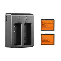 2 x 1100mAh Rechargeable Action Camera Battery with Micro USB Dual Battery Charger Kit for AKASO/Campark/APEMAN/DBPOWER/NEXGADGET/WiMiUS/Lightdow/EKEN