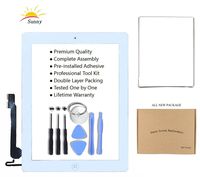 iPad 4 Model A1458 A1459 A1460 Screen Replacement Digitizer Glass Assembly(White) - Includes Adhesive Stickers Bezel Frame and Professional Tool Kit