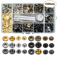 120 Set Leather Snap Fasteners Kit, 12.5mm Metal Button Snaps Press Studs with 4 Installation Tools, 6 Color Leather Snaps for Clothes, Jackets, Jeans Wears, Bracelets, Bags