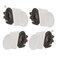 Pyle 8" 4 Bluetooth Flush Mount In-wall In-ceiling 2-Way Speaker System Quick Connections Changeable Round/Square Grill Polypropylene Cone & Tweeter Stereo Sound 4 Ch Amplifier 250 Watt (PDICBT286)