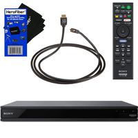 Sony UBP-X800 4K Ultra HD Wi-Fi Blu-ray Disc Player + Remote Control + High-Speed 4K60P HDMI Cable with Ethernet + HeroFiber Gentle Cleaning Cloth