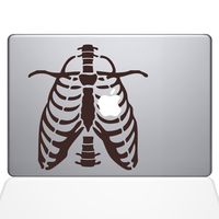 The Decal Guru Ribcage Apple Heart MacBook Decal Vinyl Sticker - 15" MacBook Pro (2015 & Older) - Brown (0223-MAC-15P-BRO)
