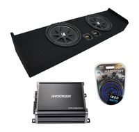 Compatible with 2009-2015 Ford F-150 Super Crew Truck Kicker Comp C10 Dual 10" Sub Box Enclosure & CXA600.1 Amp (Renewed)