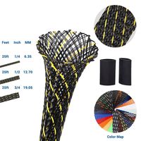 PET Expandable Braided Sleeving 0.75 Inch Flexo Cable Sleeve Braided Sleeve for Braided Wire Sleeve Management Cord Protector 25 FT BlackYellow Cable Sleeve