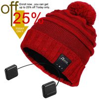 Bluetooth Beanie Hat, Topple Superior CSR Wireless Bluetooth Headphone Beanie with HD Stereo Earphone Speaker &Mic,Unisex Washable Men Women Winter Outdoor Fitness-TB206RP-Red