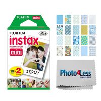 Fujifilm instax Mini Instant Film (20 Exposures) + 20 Sticker Frames for Fuji Instax Prints Baby Boy Themed Package + Photo4Less Cleaning Cloth - Deluxe Accessory Bundle