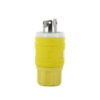Leviton 24W07 15A-125V/ 10A-250V, Plug, Locking Blade, Industrial Grade, Non-Grounding, Wetguard, Yellow