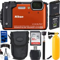 Nikon Coolpix W300 4K Wi-Fi Shockproof Waterproof Digital Camera (Orange) with Must Have Bundle: Includes - SanDisk Ultra 32GB Memory Card, 1x Seller Replacement Battery, Floating Buoy Handle(Includes