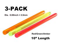 NJGIANT 3-Pack Tactical Replacement High Brightness Glow Stick Fluorescence Fiber Optic Sight Rod Green/Red/Orange for Bow and Gun Sight (0.08")