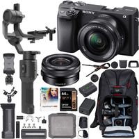 Sony a6400 4K Mirrorless Camera + 16-50mm f/3.5-5.6 Lens ILCE-6400L/B Filmmaker's Kit with DJI Ronin-SC 3-Axis Handheld Gimbal Stabilizer Bundle + Deco Photo Backpack Case + 64GB Card + Software