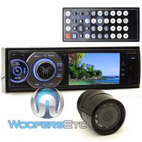 pkg Soundstream VR-345B In-Dash 1-DIN 3.4" LCD Screen DVD Stereo Receiver with XO Vision Backup Camera with Nightvision