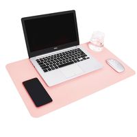 YSAGi Multifunctional Office Desk Pad, 23.6" x 13.7" Ultra Thin Waterproof PU Leather Mouse Pad, Dual Use Desk Writing Mat for Office/Home (23.6" x 13.7", Pink)