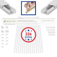 A+ Electric Cord Cover Cable Raceway Cable Concealer Cord Management Kit Wire Cord Hider for 1 Cable Organizer On Wall Paintable Self Adhesive Channel 15x10 mm Total Length 235 Inches