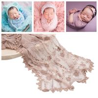 Newborn Photography Wrap | Lace Wrap Blanket for Baby Photo Props | 16 X 70 inch Newborn Photo Shoot Outfits Coffee