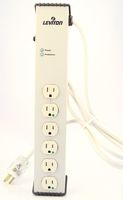 Leviton 5300-HTS 120 Volt, 15 Amp, Surge Protected, 6-Outlet-HG Tamper-Resistant Strip, Continuous Duty, 6-Ft, Beige