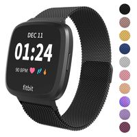 Limque Magnetic Bands Compatible with Fitbit Versa/Versa 2/Versa Lite/SE, Women Men Metal Adjustable Replacement Wristband for Fitbit Versa Smart Watch Multi-Color (Black, Large)