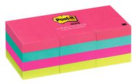 3M Post-it Notes, 1.5" x 2", 12 Pack, 100 Sheet Per Pad, Neon Assorted (MMM653AN), Pack of 12