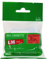 LM Tapes - 3/8" (9mm) Black on Red Compatible M Tape for Brother PTM-95, PTM95 Label Maker