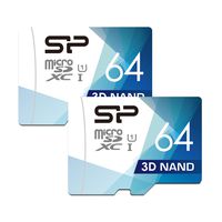 Silicon Power 64GB High Speed MicroSD Card with Adapter (2 Pack)