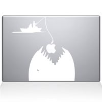 The Decal Guru Gone Fishing MacBook Decal Vinyl Sticker - 13" MacBook Air - White (0149-MAC-13A-W)
