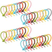 Cable Ties, 40 Pack Colorful Silicone Cable Ties Reusable Velcro Cable Ties Bag Clips Silicone Cable Twist Ties Organizer Silicone Cord Bag Sealing Clips for Home Kitchen Office (8 Colors)