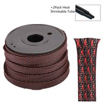 100ft-1/2 Inch PET Expandable Braided Cable Sleeving, Braided Wire Sleeve, Cable Sheath Mesh Wire Loom-Red&Black