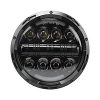 Wisamic 7 inch 80W Motorcycle LED Headlight Angle Eyes with Amber Signal Halo DRL Halo Compatible with Street Glide Road King Ultra Classic Electra Tri Cvo Heritage Softail Deluxe Fatboy-Black