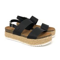 Soda Clip Womens Casual Espadrilles Trim Flatform Studded Wedge (10 M US, Black K)