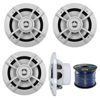 Kenwood KFC-1633MRW 6.5-Inch 100 Watts 2-Way Marine Boat Speakers (2 Pair) with 50-Feet Cadance Marine Speaker and Wire