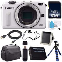 Canon EOS M3 Mark III 24.2 Mp Mirrorless Camera (International Model) (White) + LP-E17 Replacement Lithium Ion Battery + 128GB SDXC Class 10 Memory Card Bundle