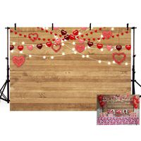 MEHOFOTO Rustic Wood Wedding Bridal Shower Party Photo Studio Background Wooden Red Hearts Love Pattern Birthday Baby Shower Party Decoration Banner Backdrops for Photography 7x5ft
