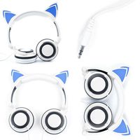DURAGADGET Cat Headphones with Light Up Ears (in White) - Compatible with The Amazon Fire HD Kids Edition Tablet 6"